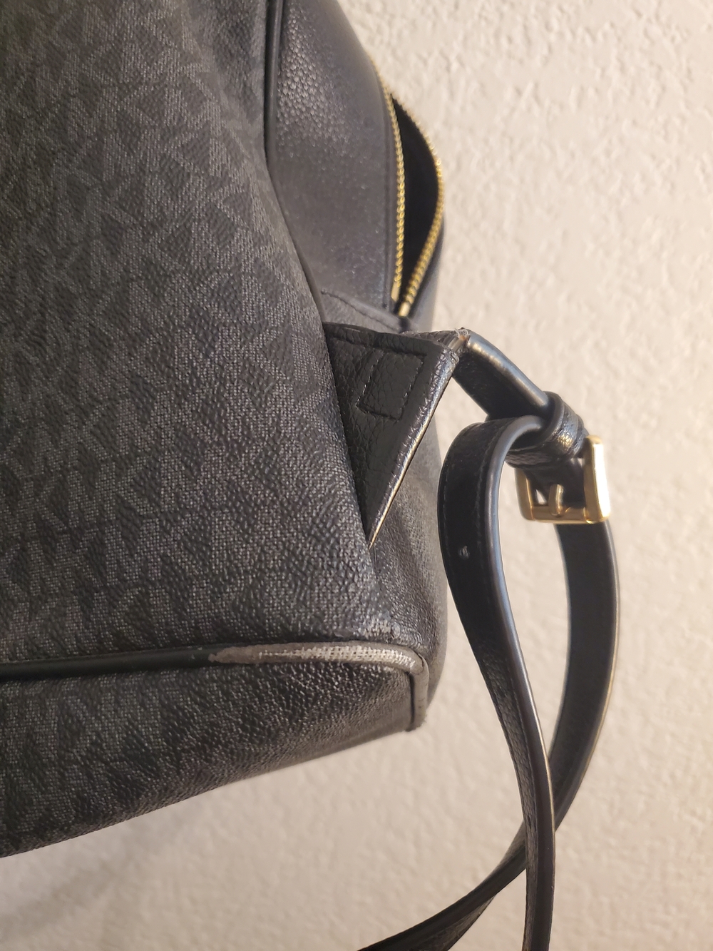 Michael Kors Charcoal MK Monogram Backpack with Gold Hardware - Picture 13 of 16